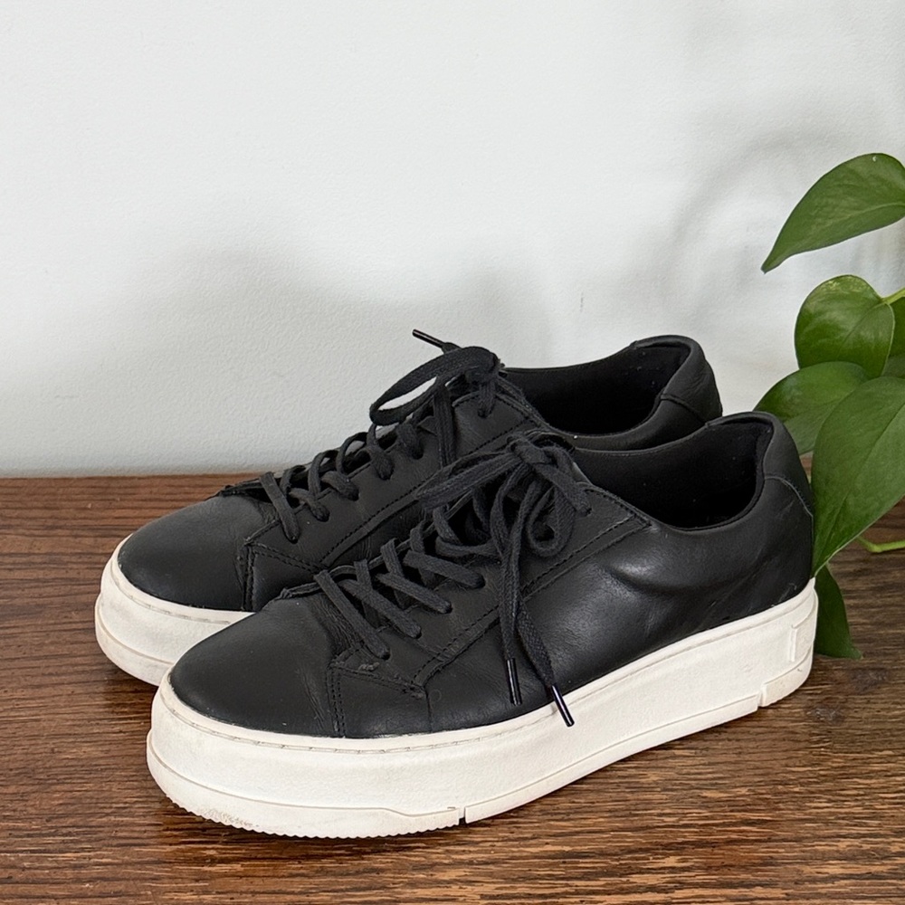 Vagabond Judy Black Leather Low-Profile Platform Sneakers Size 39